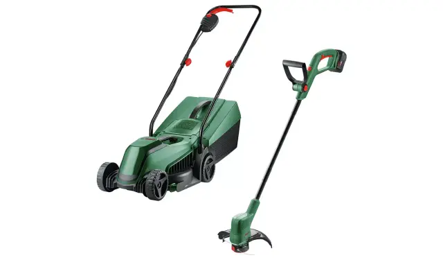 Bosch 32cm Cordless Rotary Lawnmower and Grass Trimmer - 18V