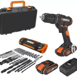 Worx WX370 Cordless Impact Drill and 30 Accessories - 20V